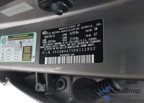 2013 Kia Optima Lx from USA, damaged, VIN 5XXGM4A75DG122802